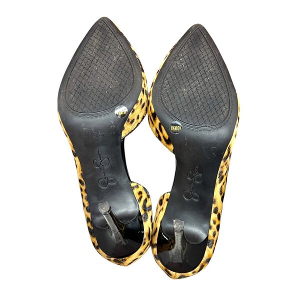 Jessica Simpson Leopard Print Pointed-Toe Heels 3.5" Stiletto Black & Tan Faux F - Picture 7 of 10